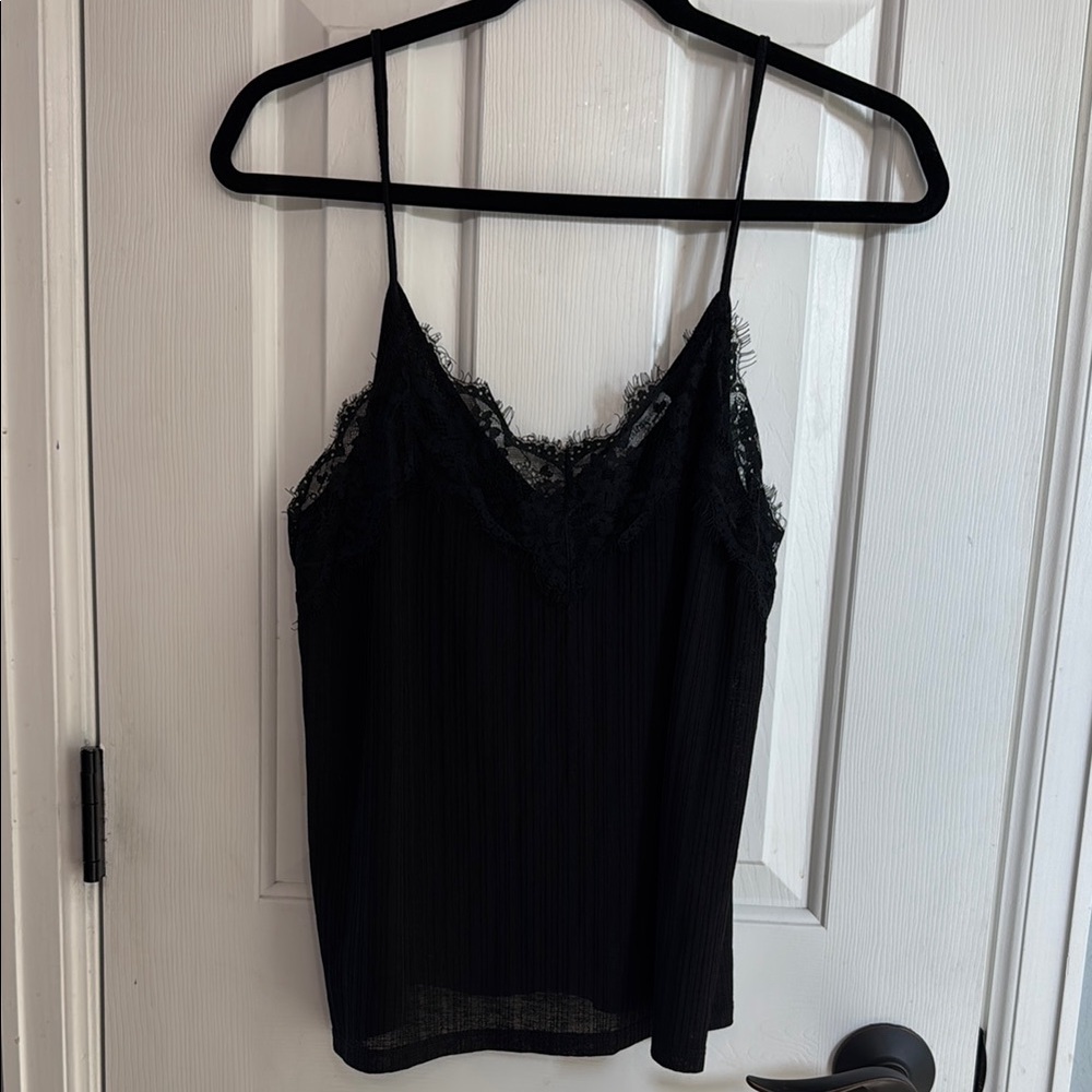 Zara Black Lace Trim Cami Top
